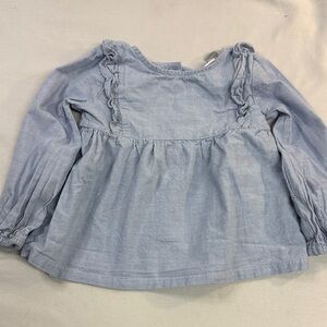 The Children's Place - Long sleeve 2T Light Blue Ruffle Blouse